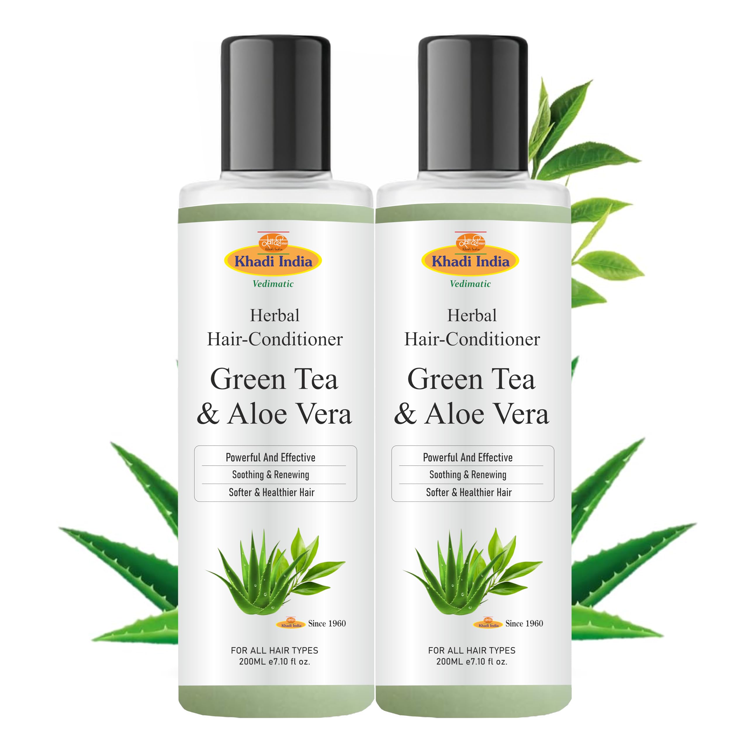 Khadi 100% Natural Green Tea & Aloe Vera Hair Conditioner – Anti-Hair Fall, SLS & Paraben Free | 400ml (Pack of 2)-picture-27