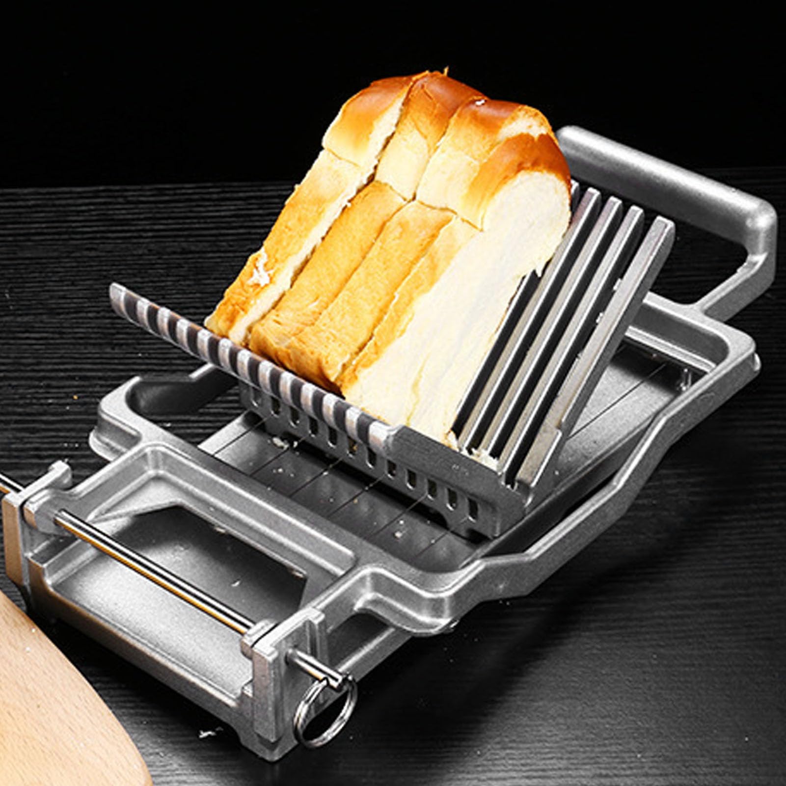 Käseschneider, Manueller Toastbrot Sandwichschneider aus Edelstahl mit Griff und Skalenlinien, Rutschfeste Basis für Mittagsfleisch, Eier, Hartkäse, Banane (20mm)