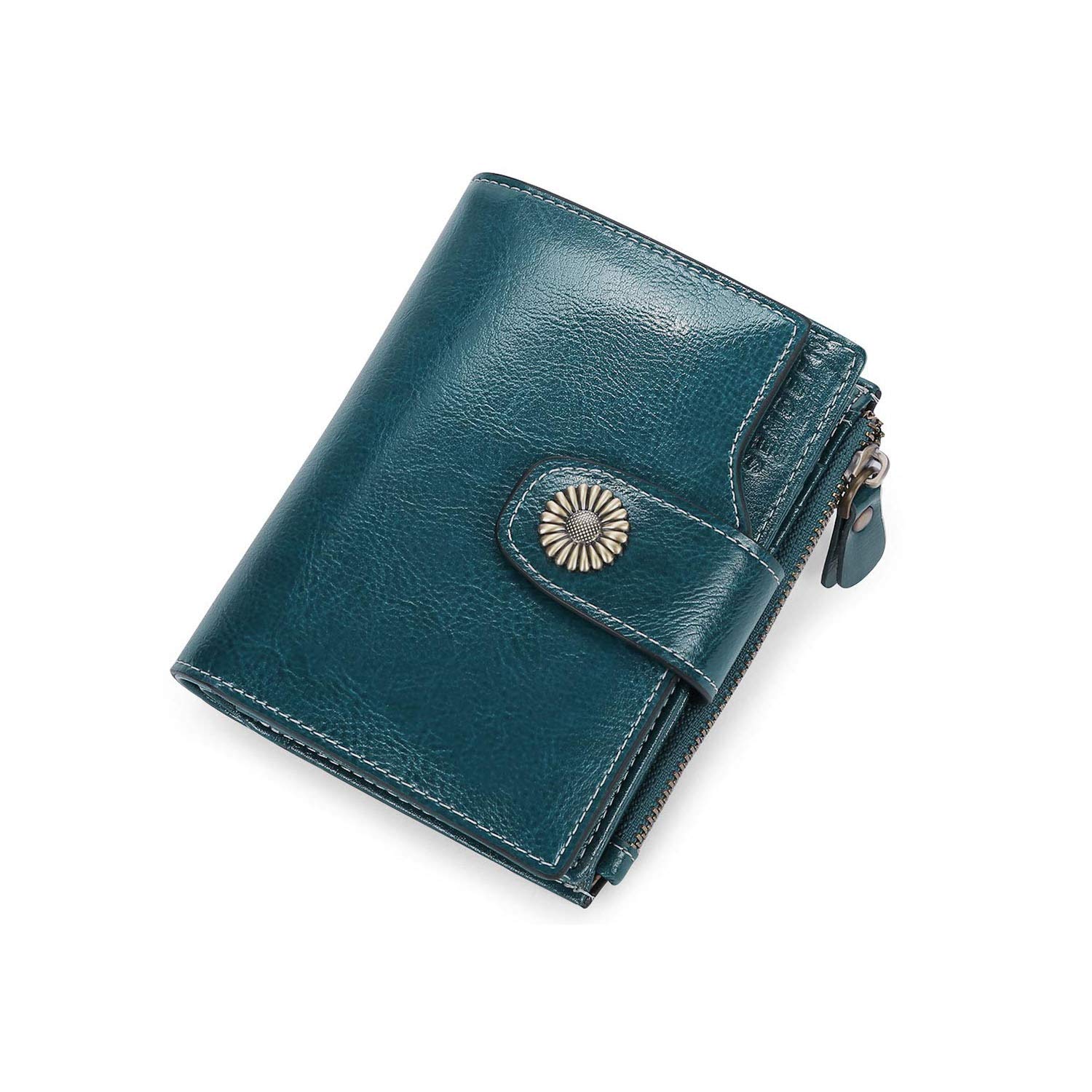 Womens Small Wallet Lady Purse Bifold RFID Blocking Leather Short Zipper Wallet Vintage Card Holder Elegant Clutch Wallet