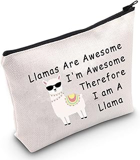 LEVLO Funny Llamas Lover Gifts Llamas Are Awesome I'm Awesome Therefore I'm A Llama Makeup Bags Llamas Women Bags, Therefore I'm A Llama
