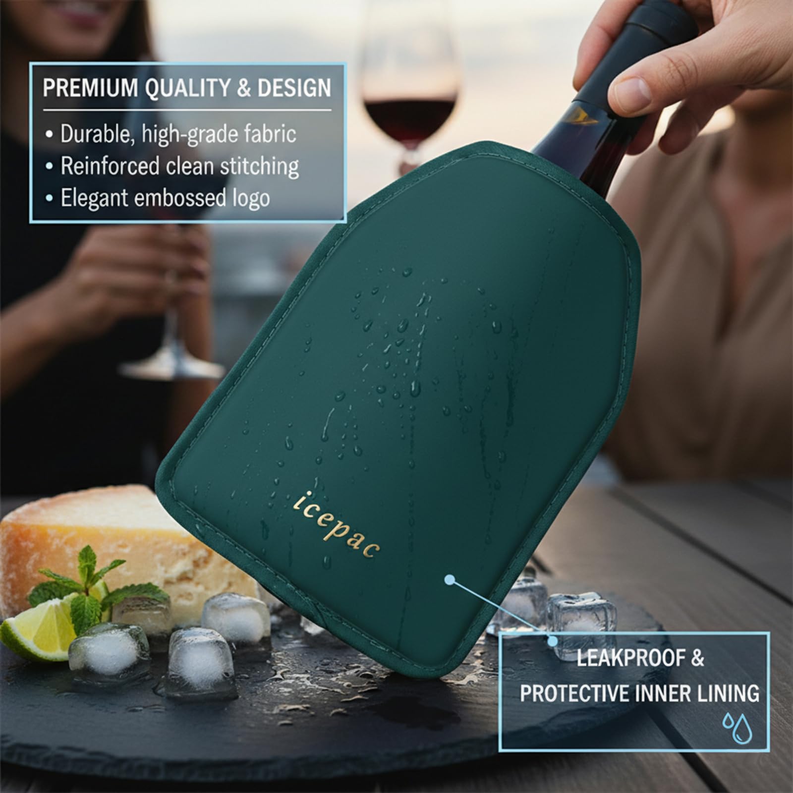 Wine Cooler Sleeve, Wine Bottle Gel Cooler Sleeve Freezer Chiller, Long Lasting Keep Wine Cool and Chill Sleeve for Prosecco Champagne Beer Wine Bottles(1PCS Blackish green) — Amazon image 7