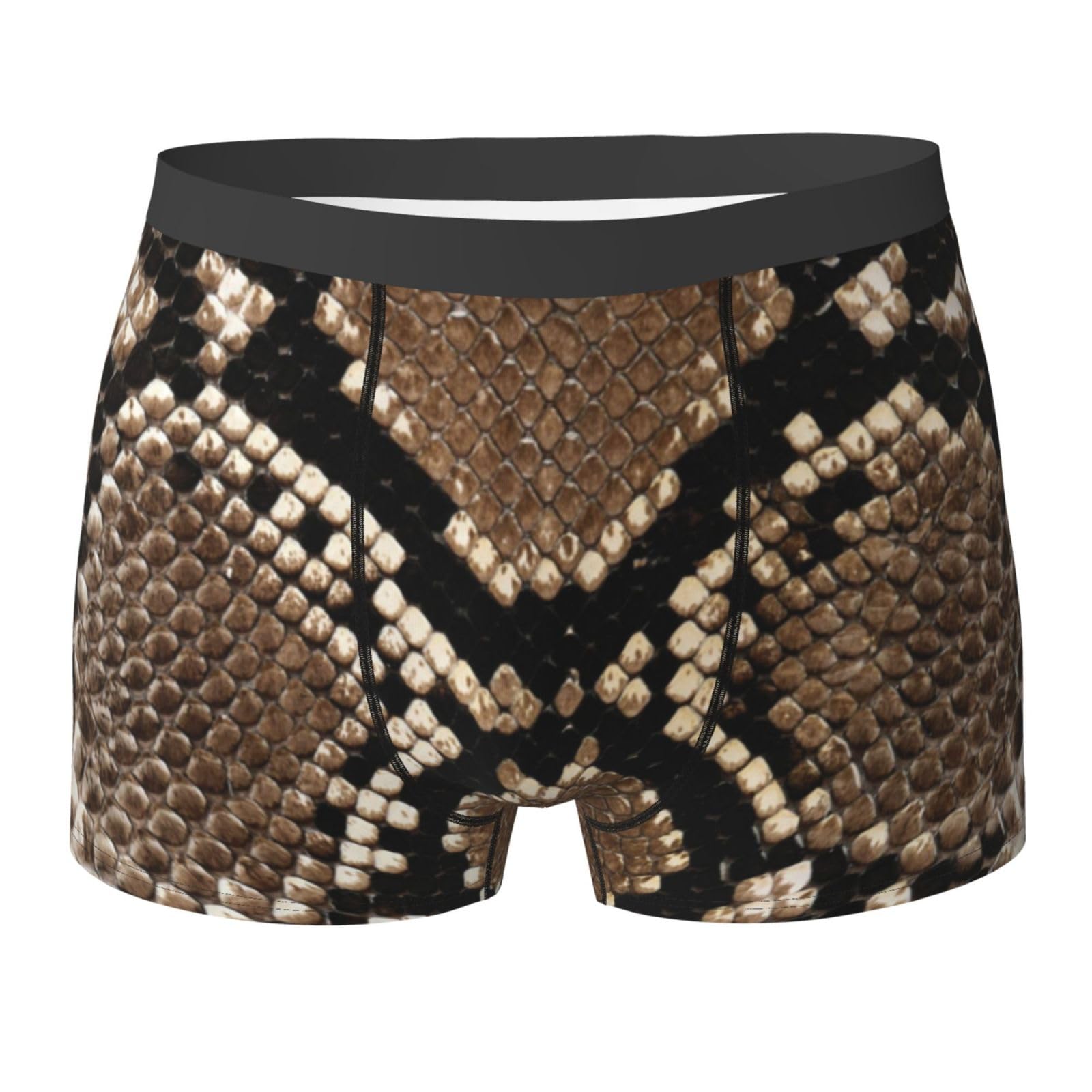 Poadnly Snakeskin Print,Novelty Underwear Men's Boxer Briefs Soft Polyester Underpants,M