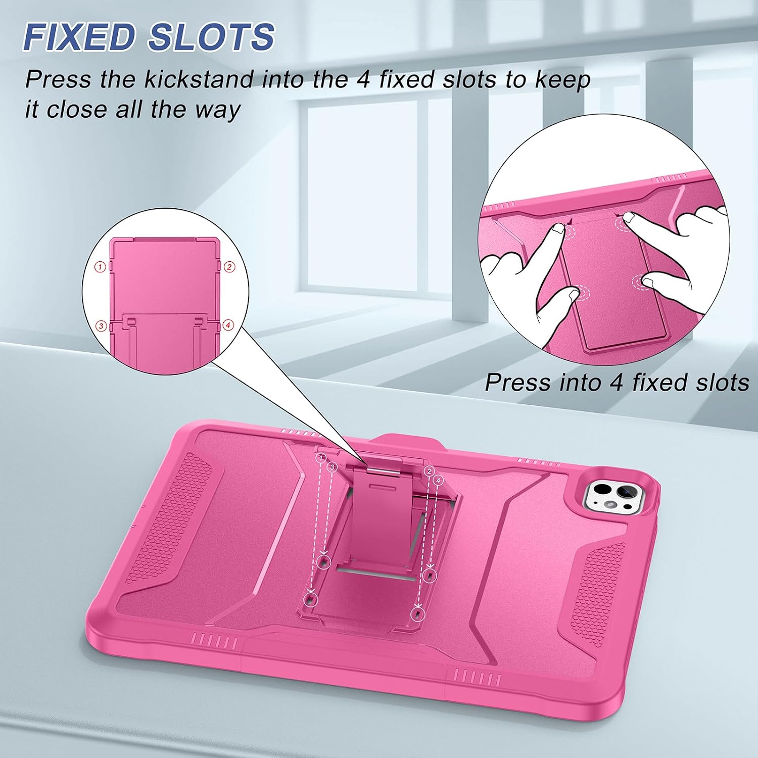 Soke Case for iPad Pro 11 Inch M5/M4 (2025/2024), with Built-in Screen Protector and Kickstand, Rugged Full Body Protective Cover for Apple iPad Pro 11-Inch - Hot Pink