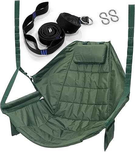 Tranquillo Silla hamaca colgante, silla columpio de patio, silla columpio al aire libre con reposacabezas, reposabrazos, portavasos, columpios de