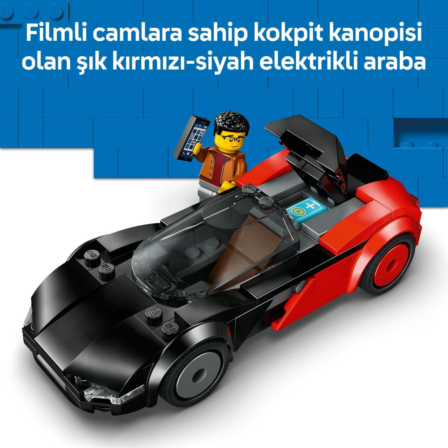 LEGO City Elektrikli Süper Araba 60486 – 5 Yaş ve Üzeri Erkek ve Kız Çocuklar için Sürücü Minifigürü İçeren Yaratıcı Oyuncak Yarış Arabası Yapım Seti, Çocuklar için Hediye Fikri (109 Parça)