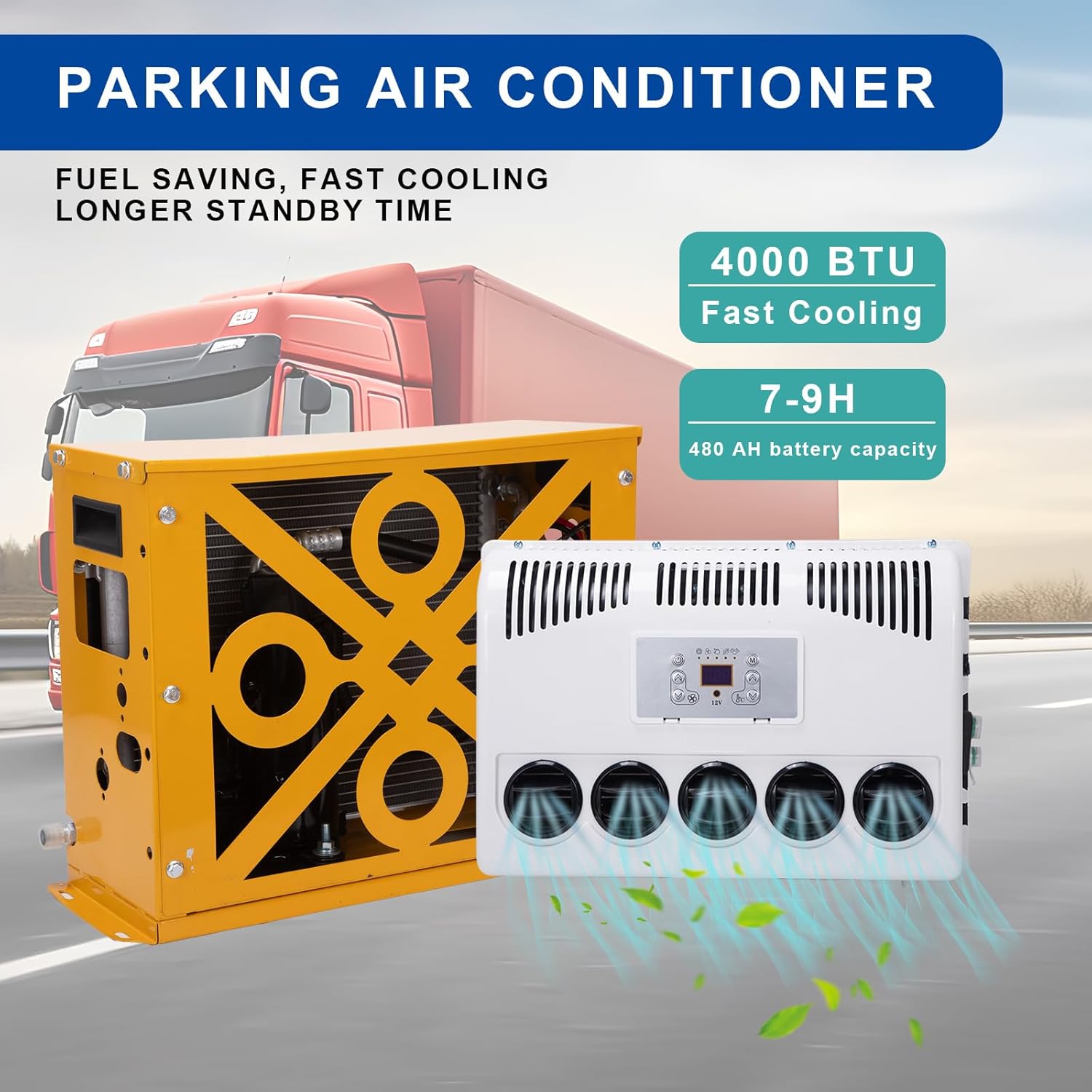 12V RV Air Conditioner 4000 BTU Mini Split DC Air Conditioner 12 Volt AC Unit for Truck Camper Van Trailer Motorhome RV, Fast Cooling Low Noise