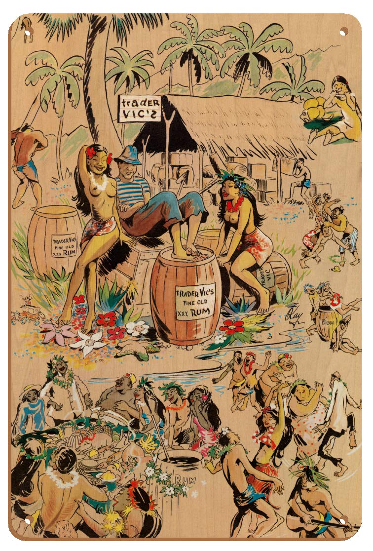 Metal Tin Sign Trader Vics Rum Tin Sign Vintage Rustic Decor Cave Coffee Shop Bar Bedroom Home Wall Decor Nostalgic Tin Sign 14x20CM