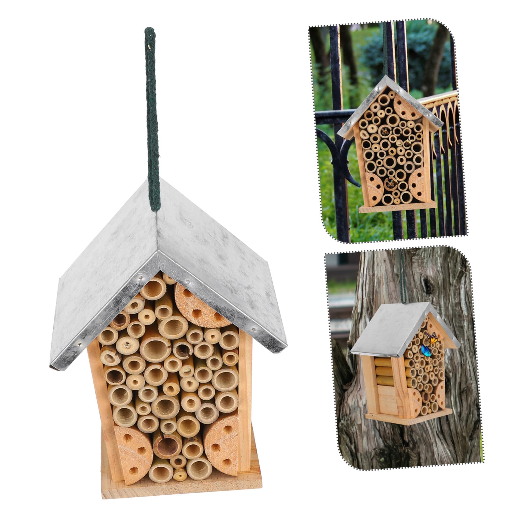 Hängendes Insektenhotel und Eisen für Garten Bienenhaus für Bestäuber Dekorativ und Leicht Aufzuhängen