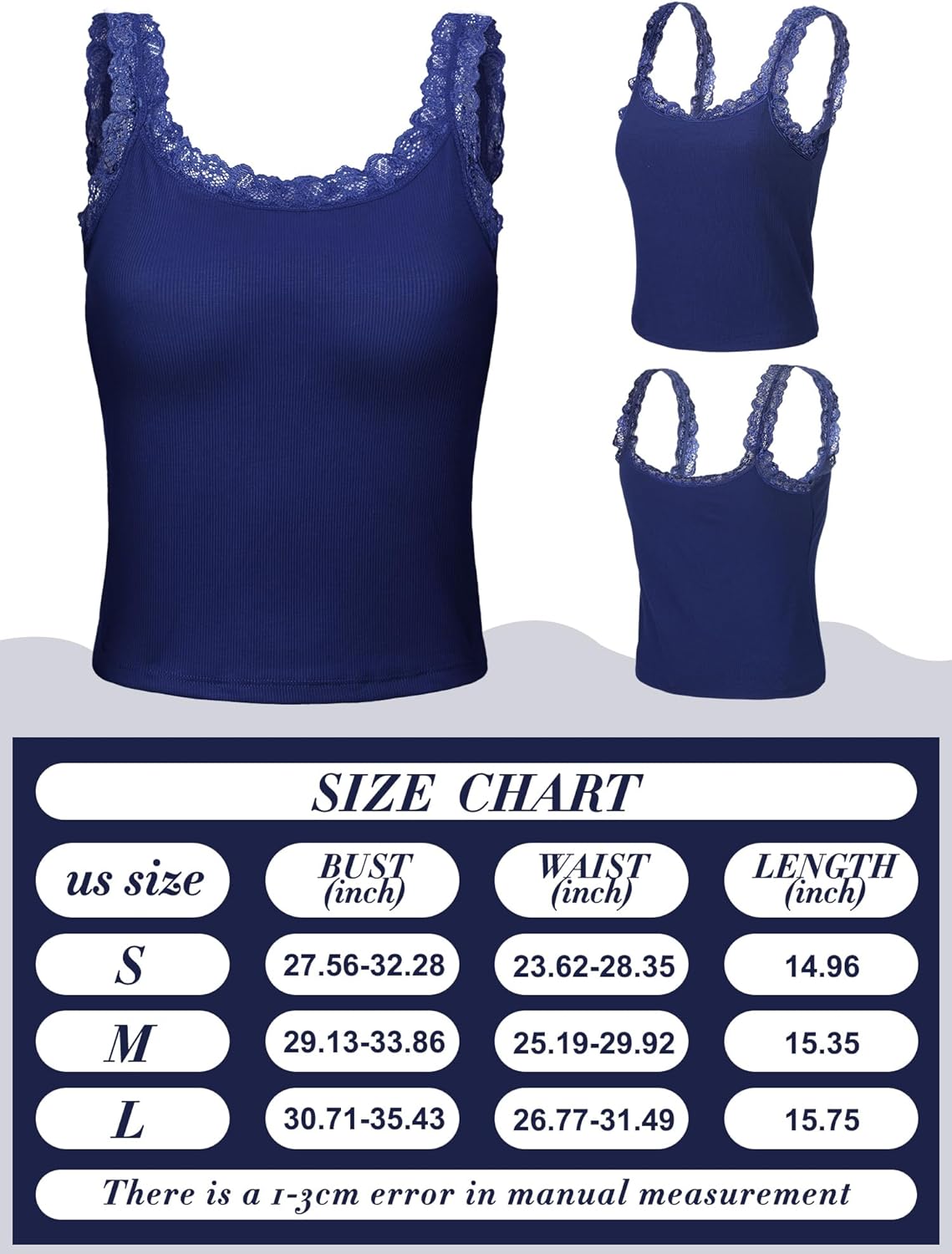 Hicarer 6 Pieces Lace Camisole Tank Tops Lace Trim Camisole Straps Womens Cami Undershirt Ribbed Tank Tops for Women - Image 4