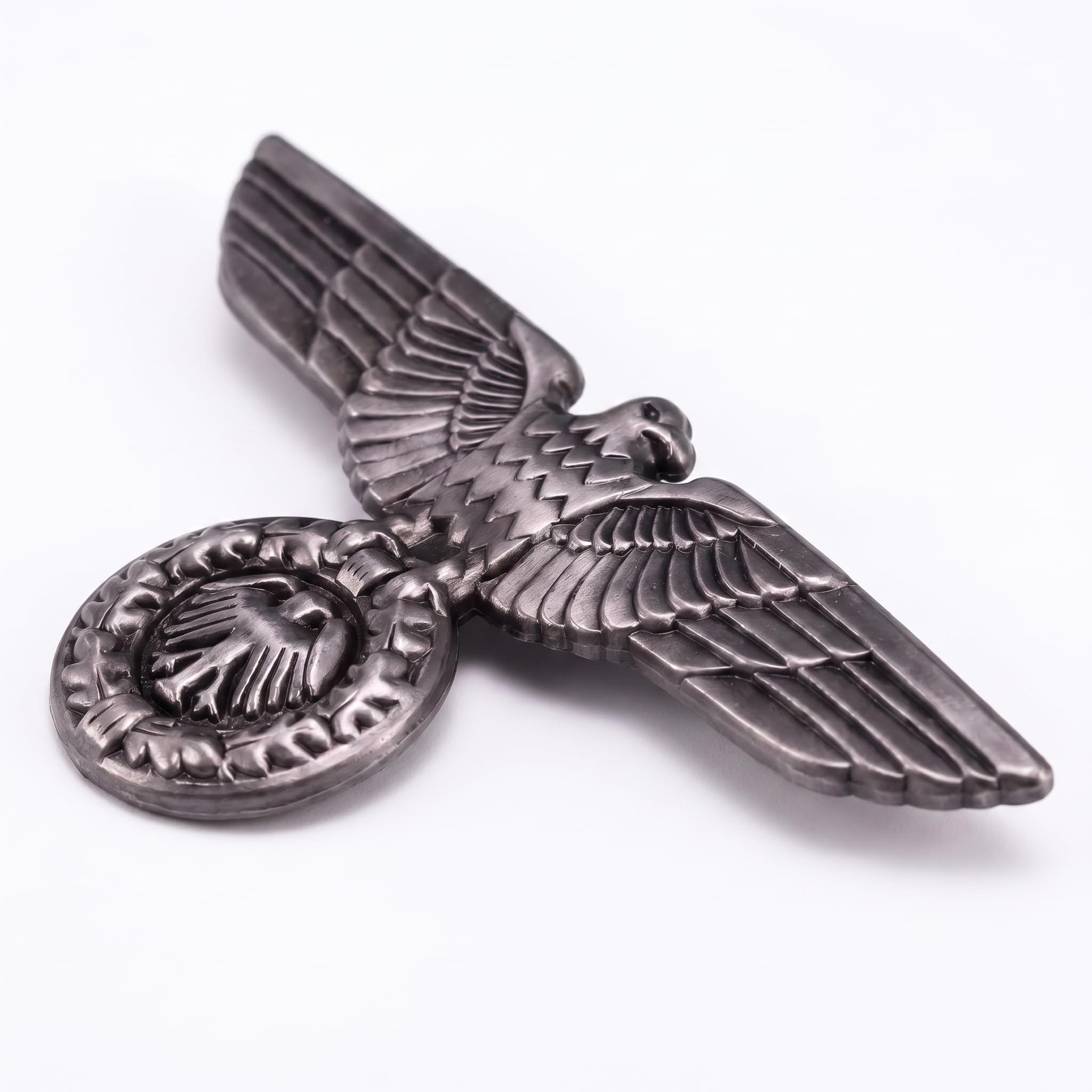 FREECROWS Imperial German Era Eagle Emblem Prussian Historical Replica Silver Tone Metal Display Artefact