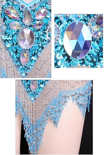 Miniatura 3 de Disfraces de danza del vientre con flecos para mujer, ropa de Halloween, vestidos tribales de rendimiento del vientre, conjunto de brasier