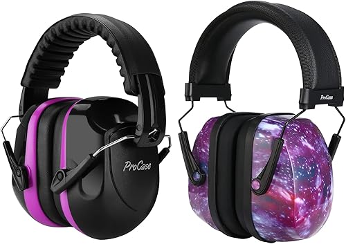 ProCase Paquete de orejeras de seguridad con reducción de ruido con orejeras para niños