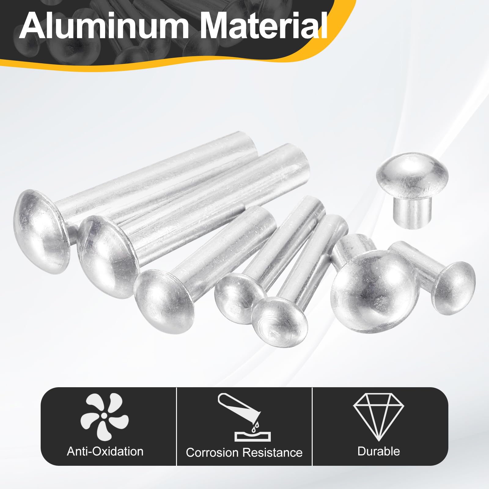 uxcell 200 rivetti a testa bombata, M6 x 30 mm, in alluminio massiccio, rivetti di fissaggio per barche, giunzioni e riparazioni di macchinari di navi, aeromobili, tonalità argento