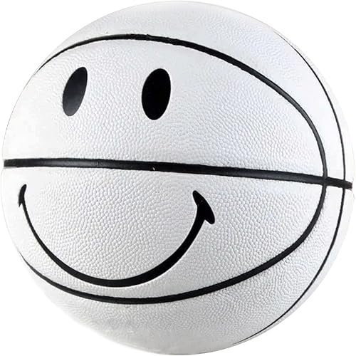 MINDCOLLISION Balón de baloncesto con cara sonriente, piel sintética que absorbe la humedad, suave, buen agarre, entrenamiento y competencia en