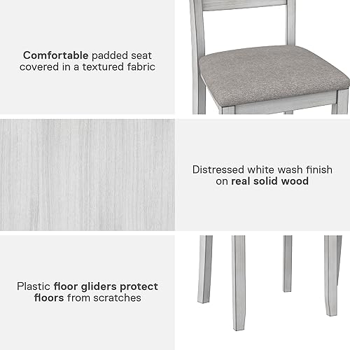 Miniatura 6 de DHP Jersey - Juego de sillas de comedor de madera de 2 piezas, color blanco y marrón