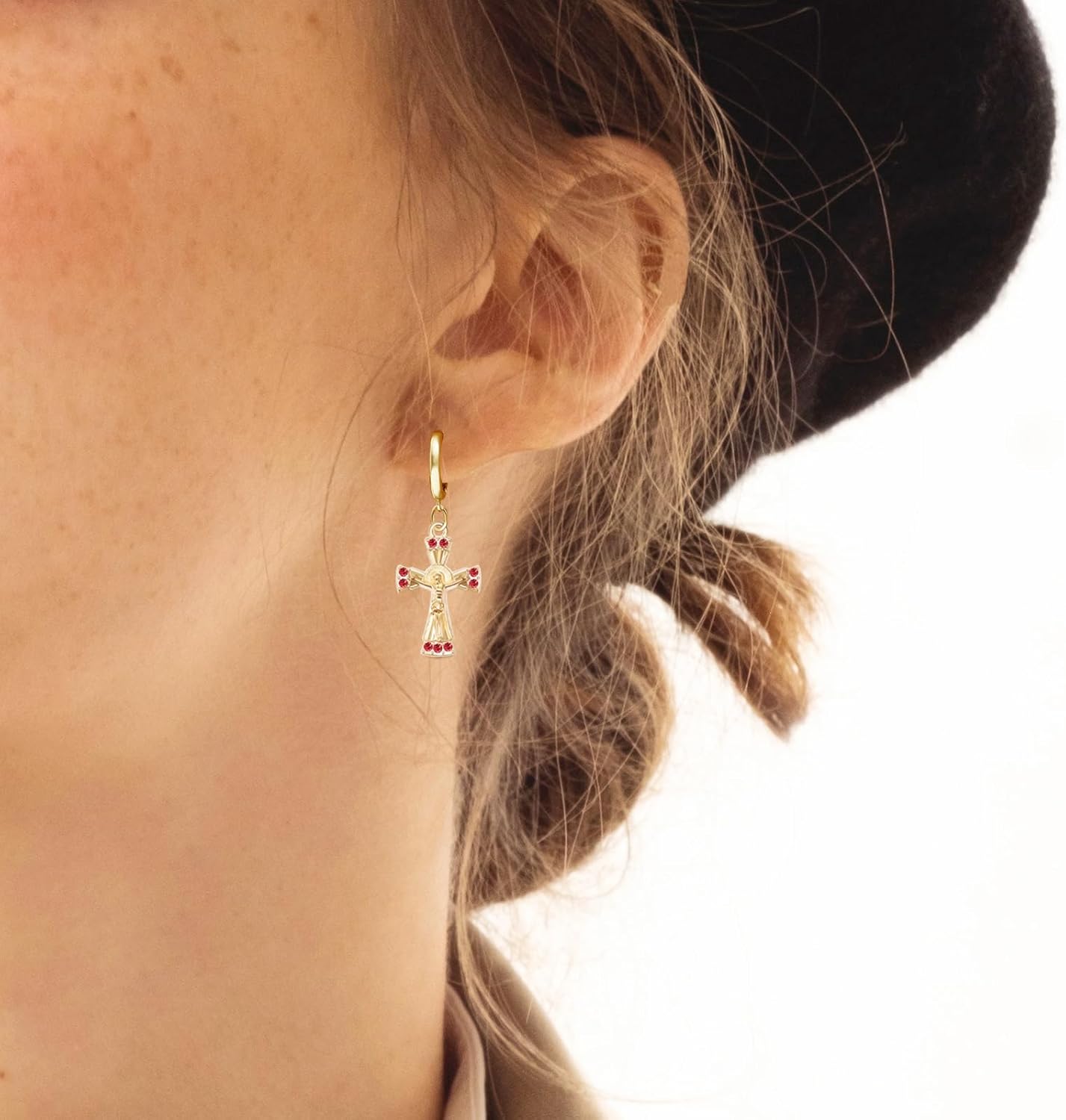 30Pcs 5Colors Rosary Center Metal Crystal Rhinestone Cross Charm Gold Jesus Crucifix Pendant Beads for DIY Mexican Bracelet Necklace Jewelry Making Handmade Supplies - Image 5