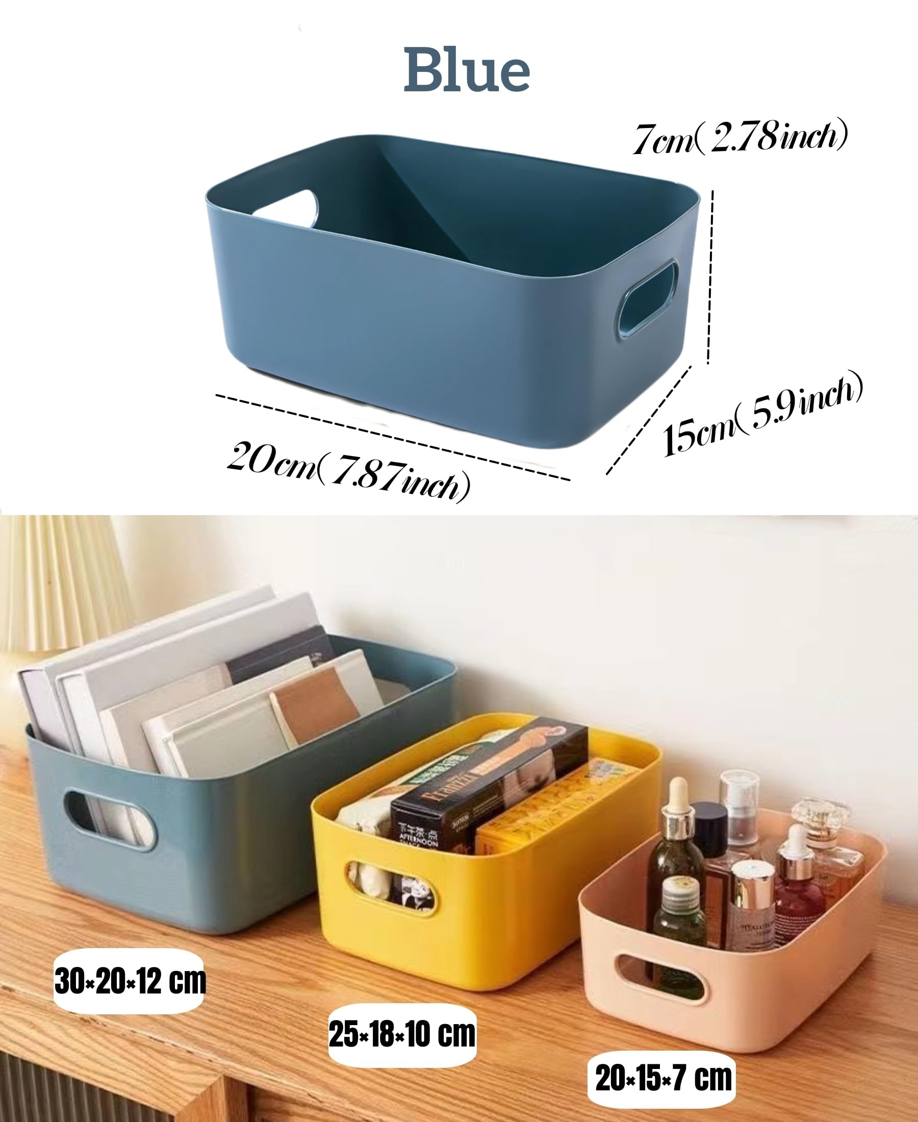 Set 4 Cestini Organizzatori In Plastica - 15x12x7 Cm Con Manici, Per Cucina, Bagno, Ufficio - Foto 8