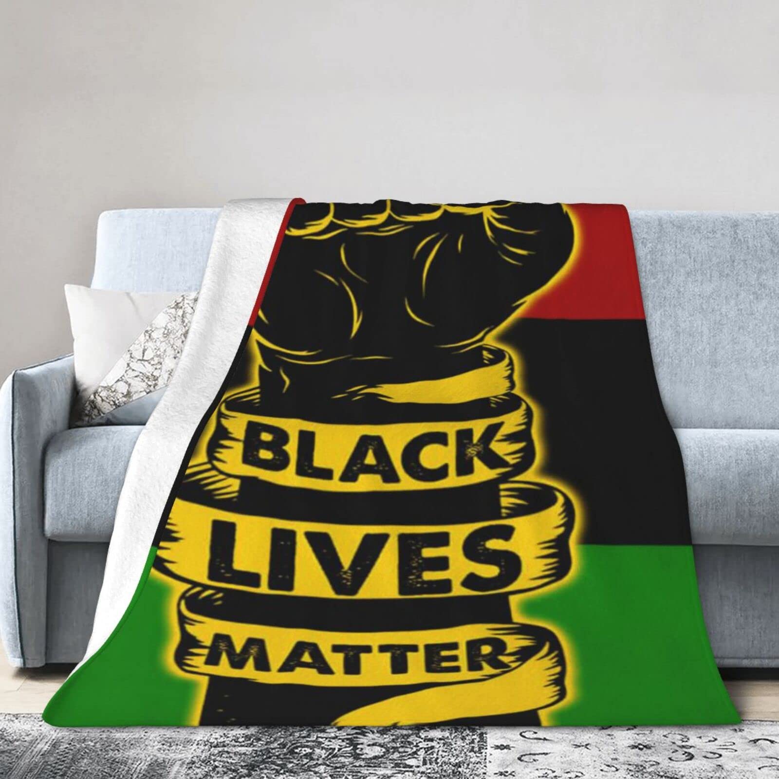 Lsjuee Flannel Fleece Blanket 80"X60" Black Lives Matter Sofa Throw Blanket Funny Ultra-Soft Travel Winter Blankets for Womens Keep Warm