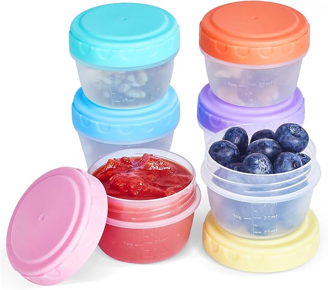 6PACK 2.7oz Salad Dressing Containers To Go with lids, Reusable and Leakproof Mini Sauce Cups Condiment Dip Jars for Lunch Box, Small Snack Containers for Kithen Office School Camping