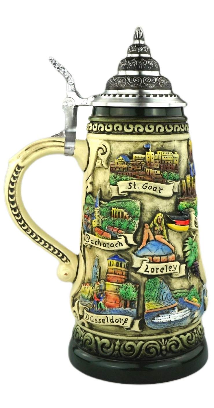KING Bierkrug rustikaler Deutschland der Rhein Seidel 0,5 Liter Bierseidel