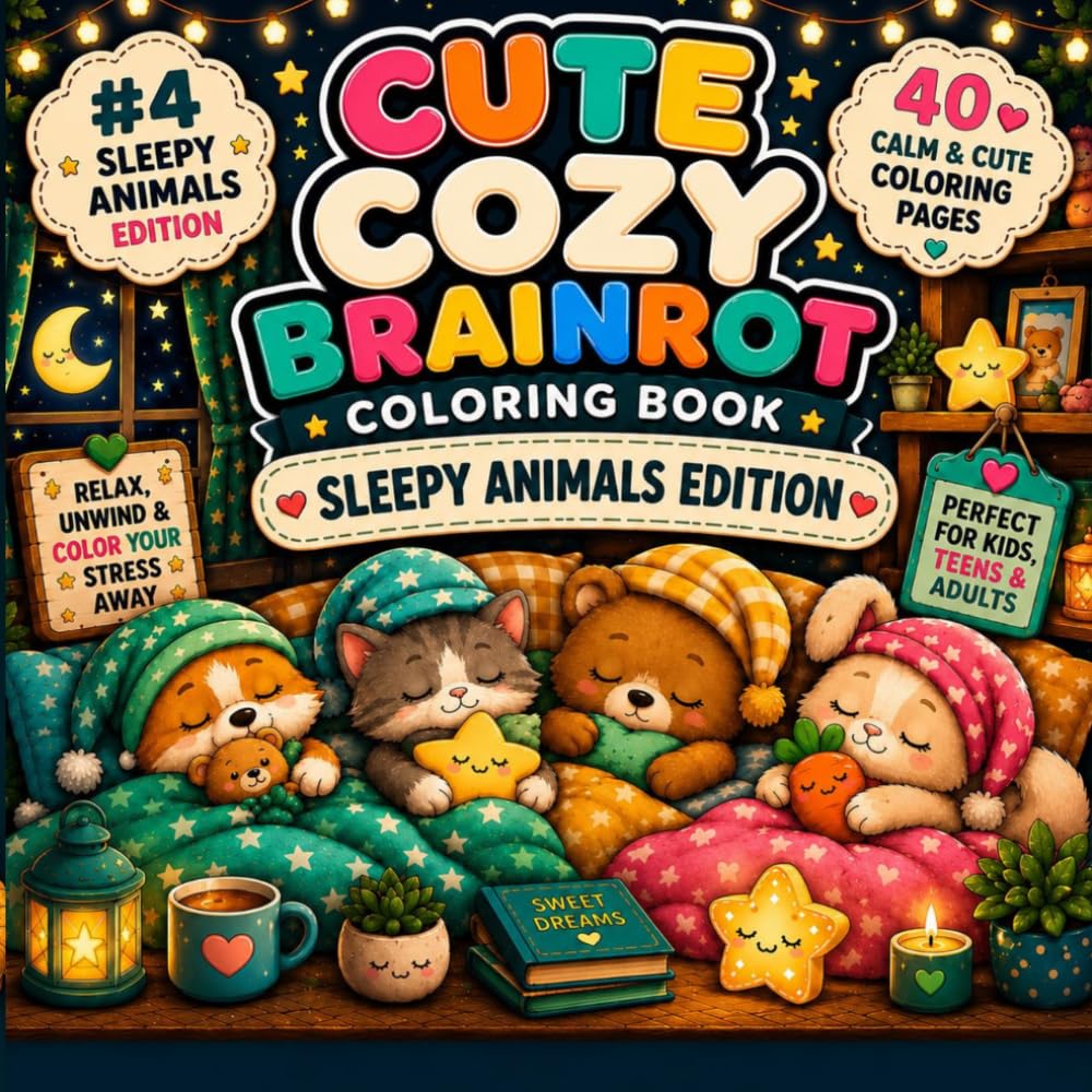Cute Cozy Brainrot Coloring Book: Funny Kawaii Friends for Relaxing Coloring Fun