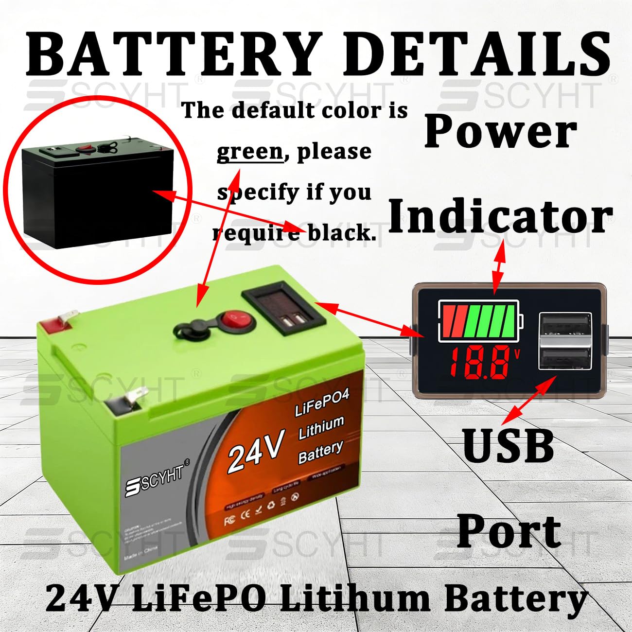 Batteria a scarica profonda (Deep Cycle) 24 V Batteria al litio 12 Ah Batterie LiFePO4 Batterie ricaricabili per impianti solari Scheda di protezione BMS integrata,24v10ah