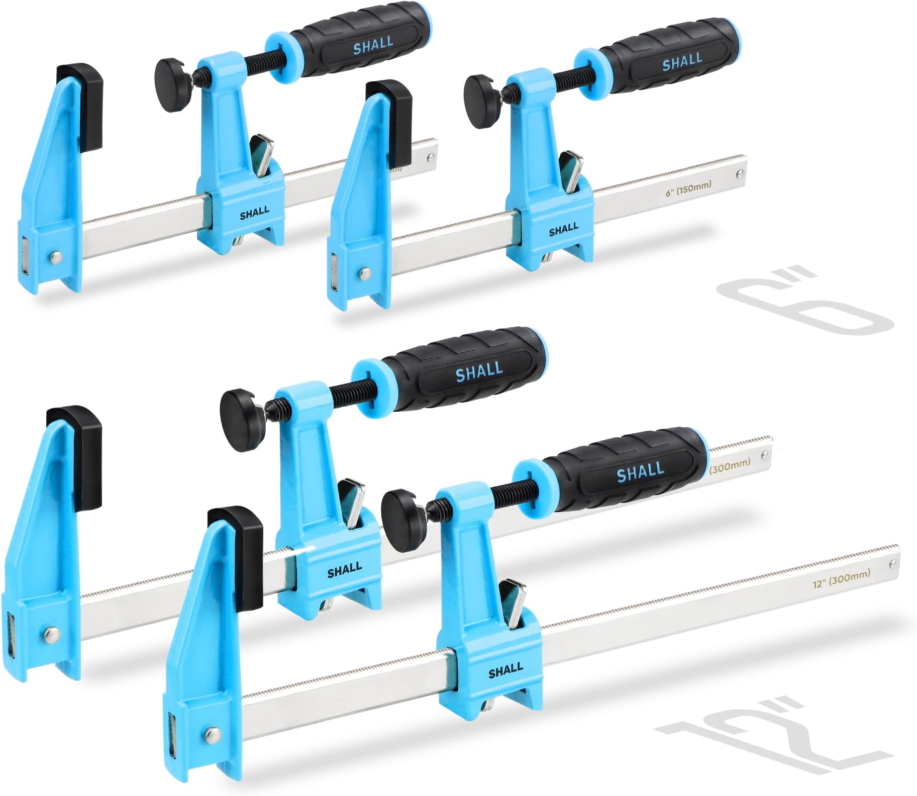 SIIIXS Einhandzwingen Set 4 Stück - 609mm Spannweite Mit 80kg Kraft