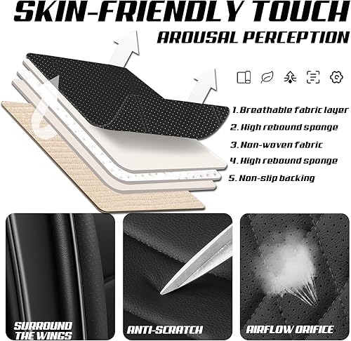 Miniatura 5 de Funda de asiento para Nissan Murano 2003-2026, protector de asiento de cuero impermeable compatible con bolsa de aire (par delantero, negro clásico)