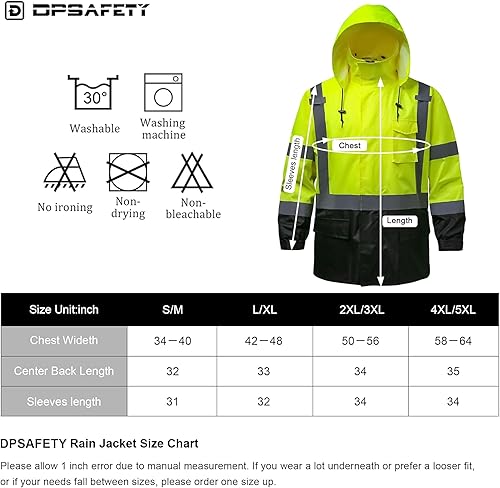 Miniatura 6 de Chaquetas de lluvia reflectantes para hombre impermeables, abrigo de seguridad Hi Vis con tiras reflectantes, chaquetas de lluvia de alta