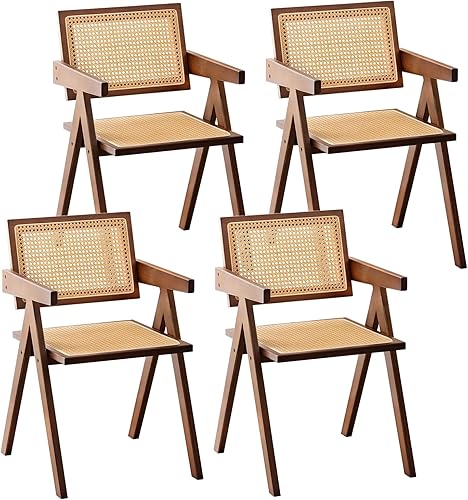 Miniatura 20 de Sillas de Acento de Ratán, Juego de 2 Sillas de Comedor Modernas de Mediados de Siglo, Sillas Cómodas, Sillas de Ratán para Exterior con Respaldo