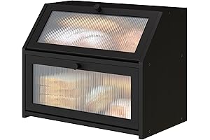 Two-Tier Bamboo Bread Box for Kitchen Counter and Pantry