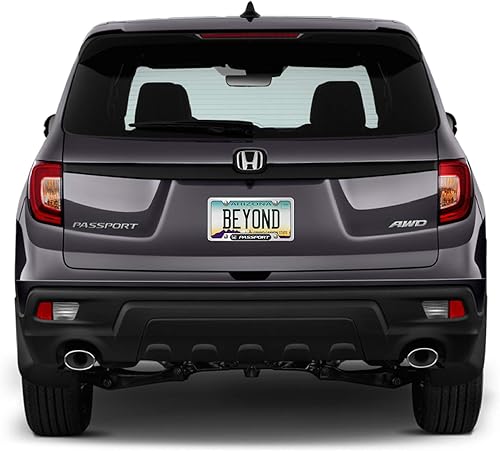 Miniatura 4 de para - Marco de placa de matrícula de acero inoxidable cromado de fibra de carbono real Honda Passport