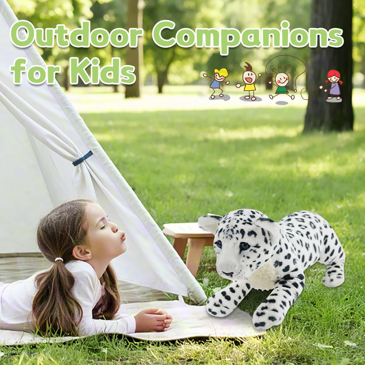 Snow Leopard Plush Giant White Snow Leopard Stuffed Animals Large Cute Soft Realistic Plush Toys Birthday Easter Day Gift for Girls Kids 24"