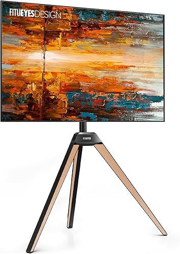 Miniatura 10 de FITUEYES Picasso - Soporte esquinero para TV de 37, 43, 50, 55, 65 pulgadas, trípode blanco, soporte de TV moderno con caballete para pantallas LED