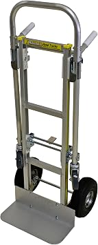 Milwaukee Hand Truck 45136 Convertible 2-in-1 Aluminum Hand-Truck with Pneumatic Wheels, 800 lb Capacity Heavy Duty Utility Cart for Warehouse, Moving & Delivery