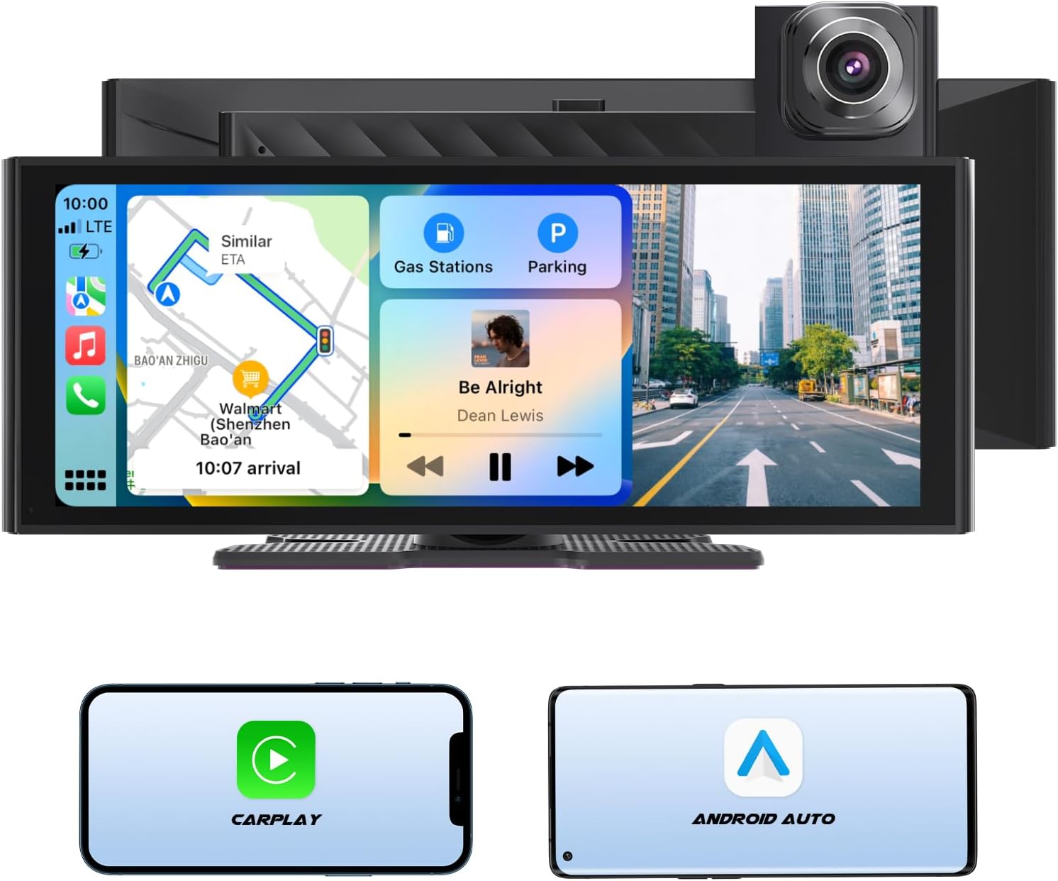 Eonon Portable Car Stereo Wireless CarPlay & Android Auto,9.33 Inch Headunit IPS Touch Screen Car Radio with 4K Dashcam & 1080P Backup Camera Included-P4