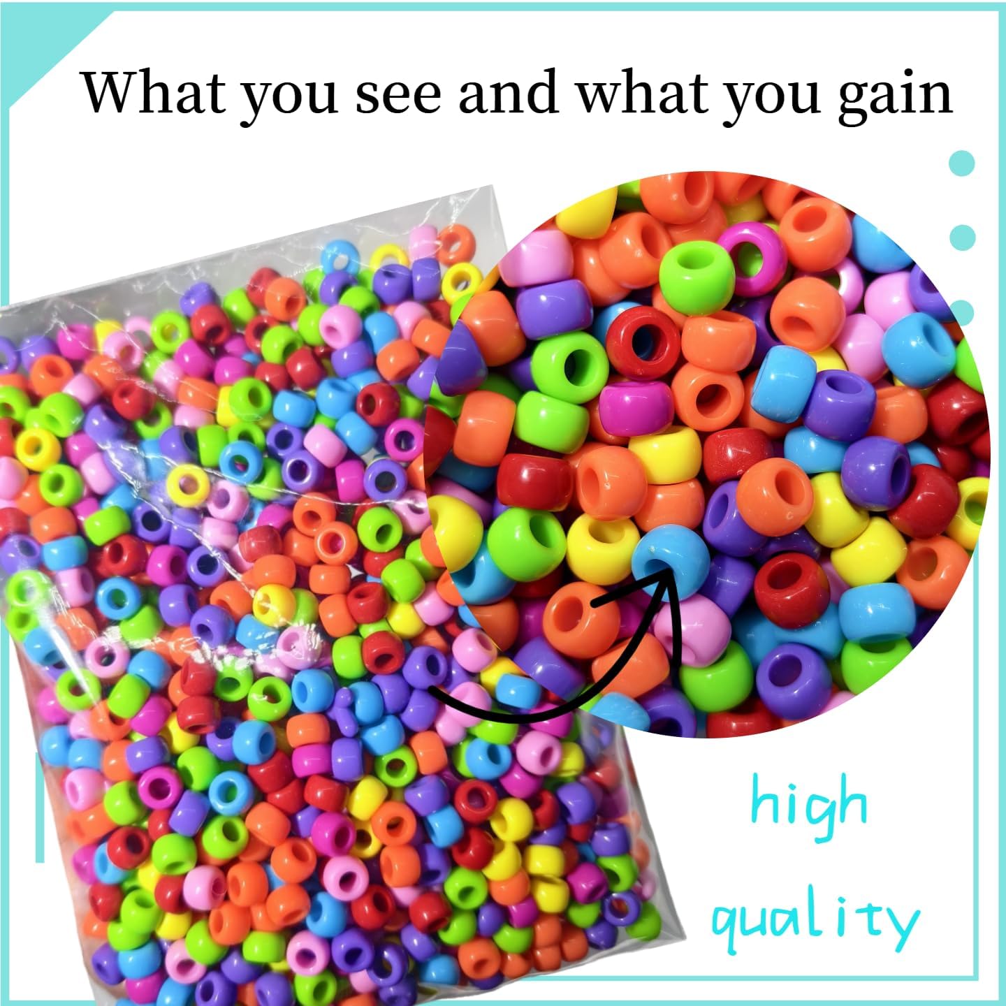 New Scratchles Rainbow Craft Pony Beads, 800 Pieces Acrylic Beads for DIY Jewelry Making, Friendship Bracelets, Hair Accessories, 6x9mm Multi-Color (Dark) - Image 2