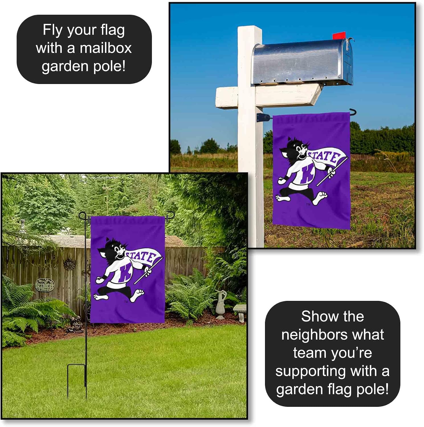 College Flags & Banners Co. Kansas State Vintage Logo Garden Flag and Yard Banner