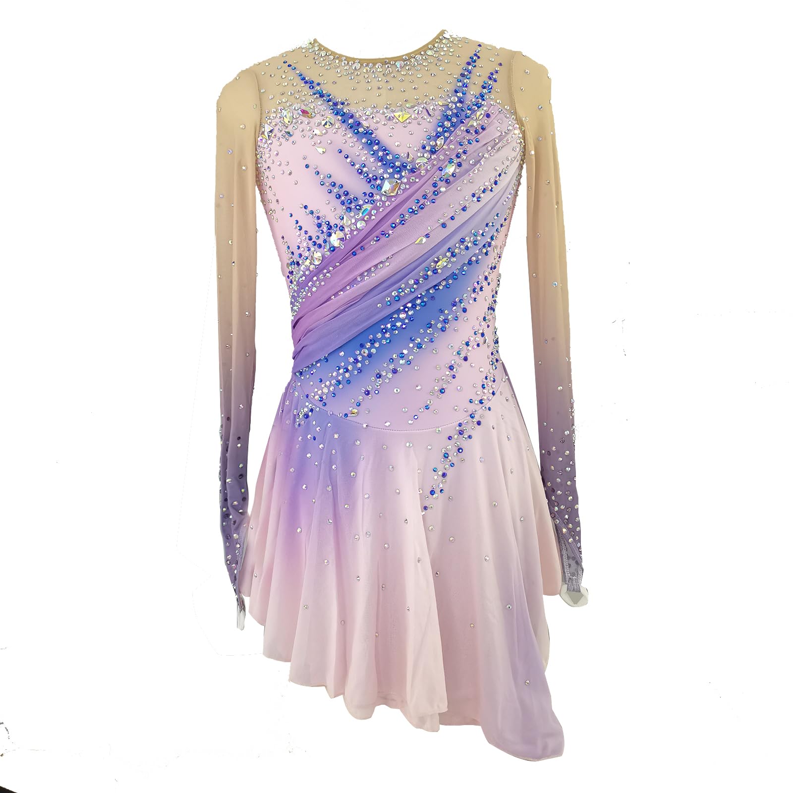 LIUHUO Robe de Patinage Artistique Rose pour Fille