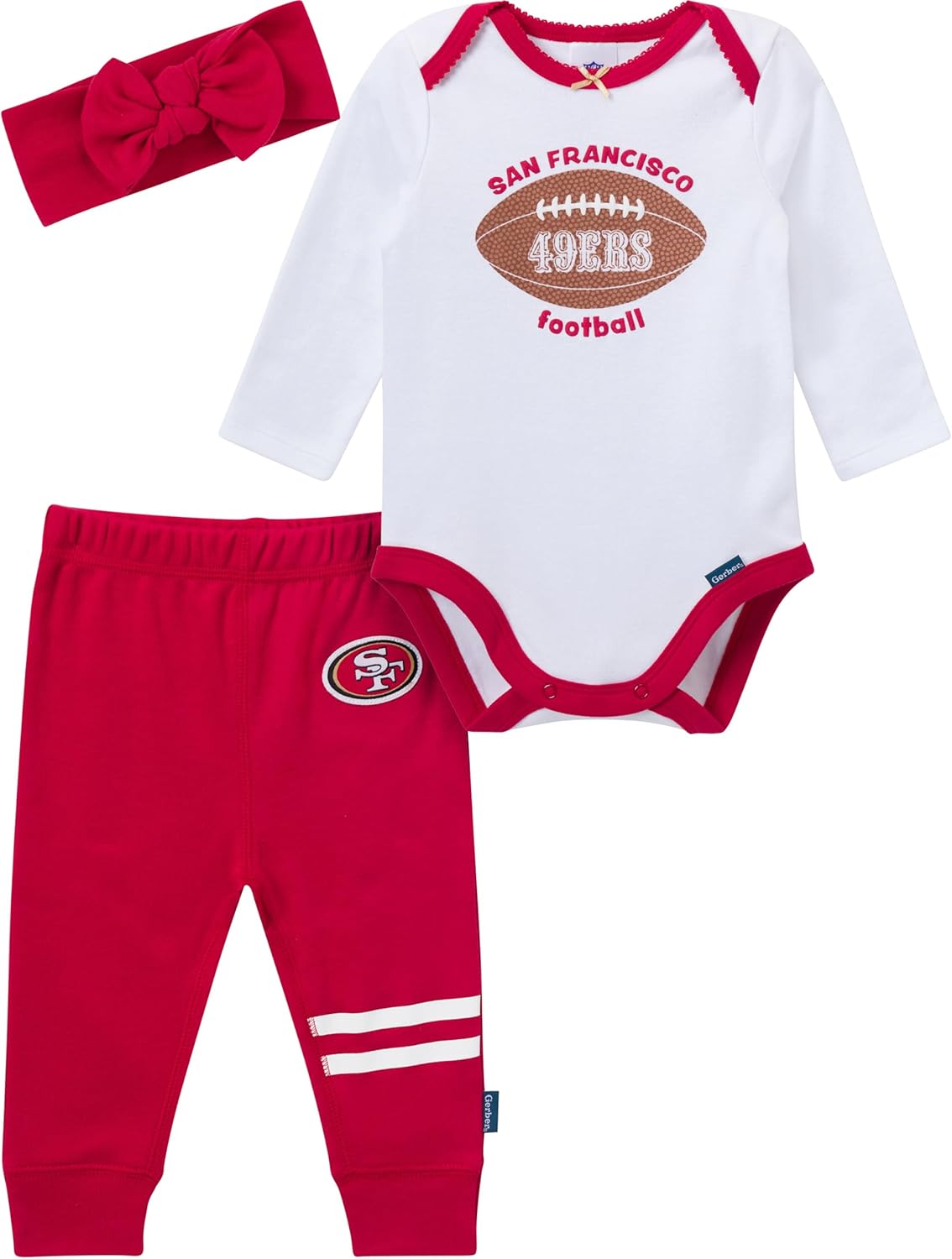 Gerber NFL baby-girls 3-piece Onesie Bodysuit, Pants & Headband Set