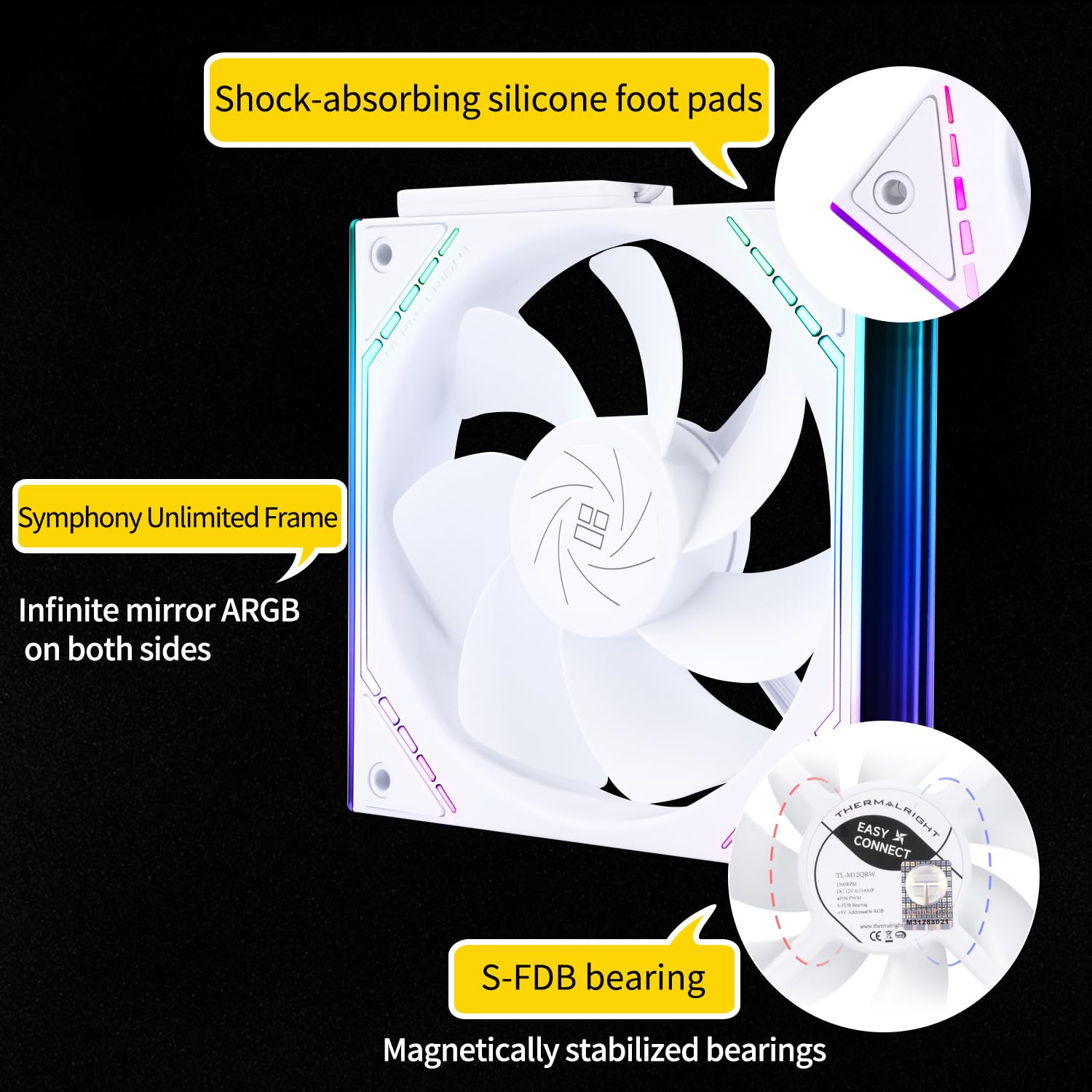 Thermalright TL-M12QRW X3 Case Fan-120mm Quiet,Wireless Splicing Building Block CPU Fan Reverse,Infinity Mirror ARGB Lighting Effects,New Power Chip Module Simplifies Wiring Management