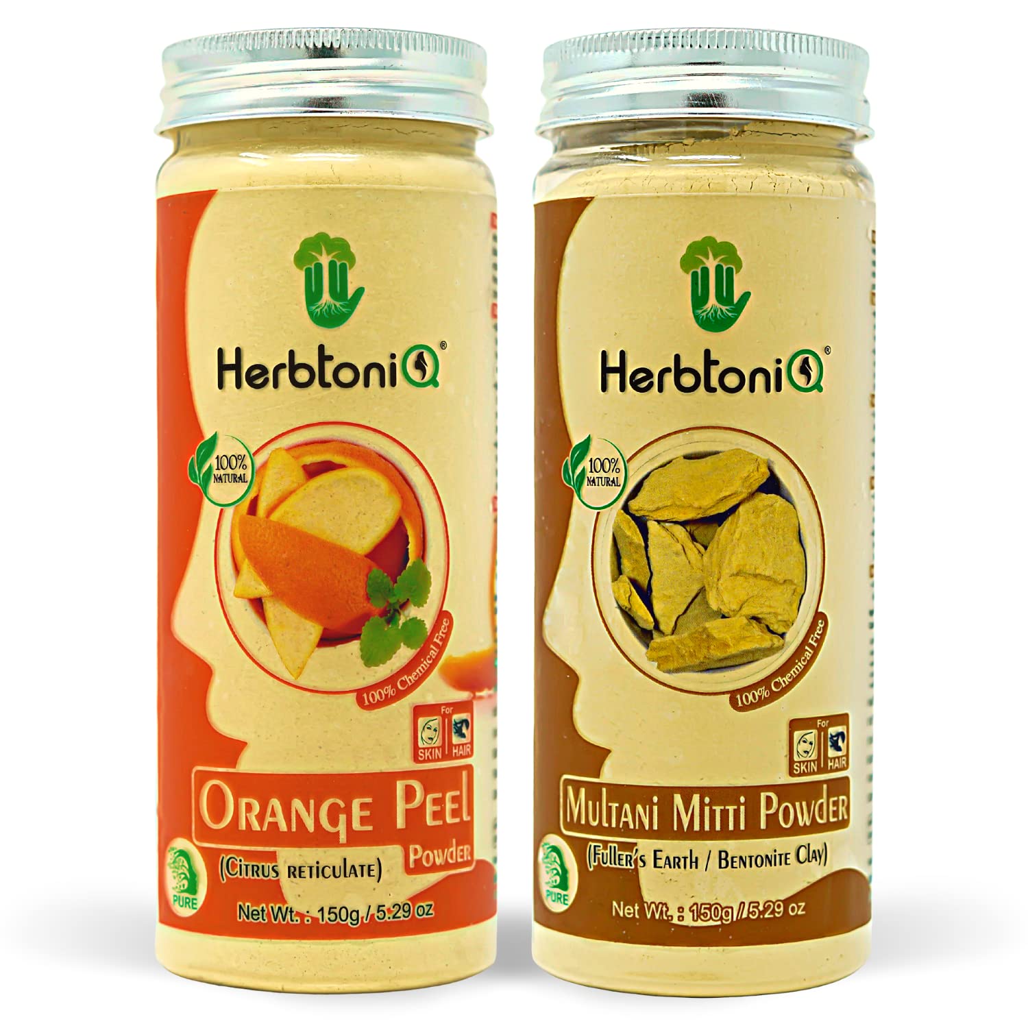 HerbtoniQ 100% Natural Orange Peel and Multani Mitti Powder For Face Pack (300 Gram)