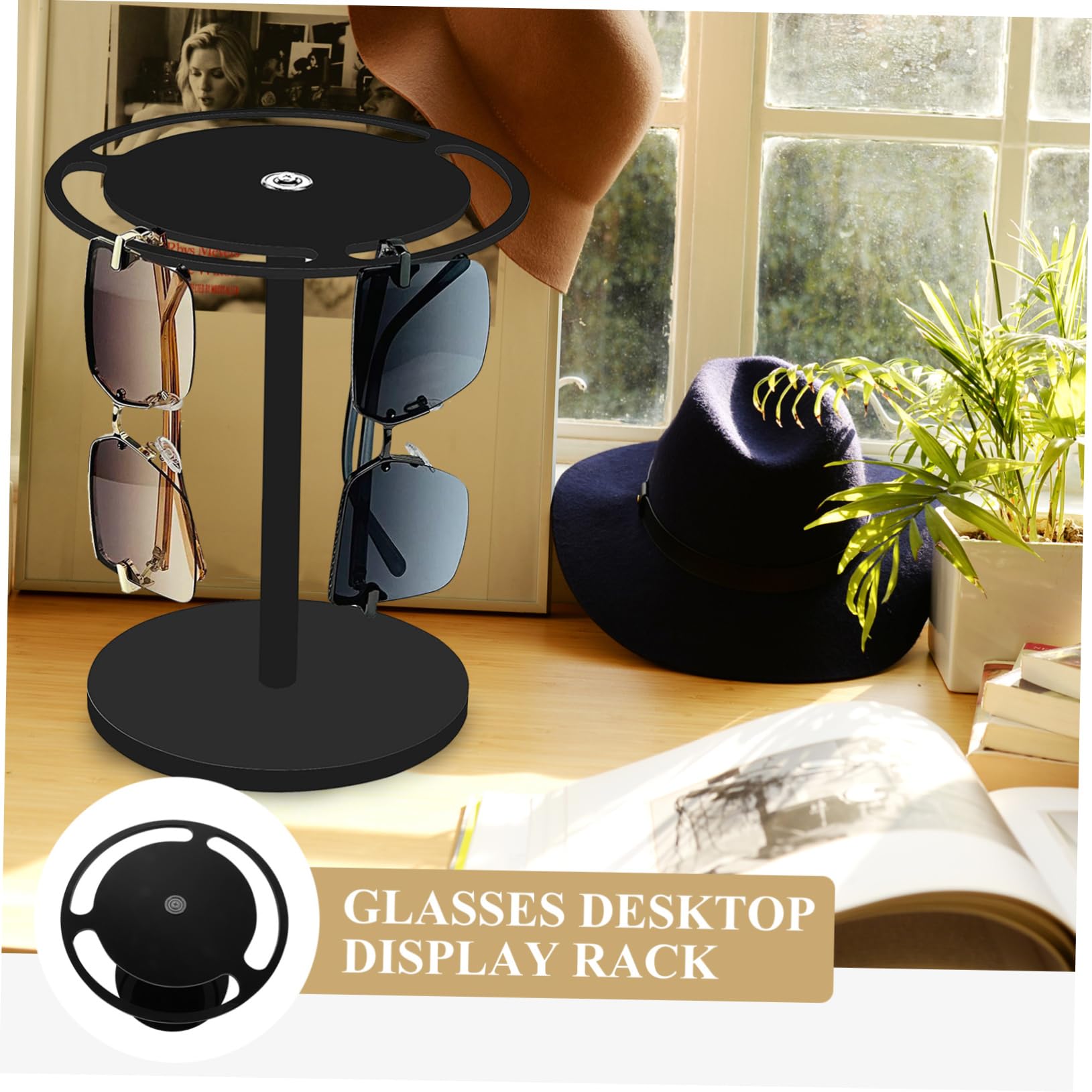 Eleganter Acryl Brillenständer mit 360° Drehung Brillenhalter und Sonnenbrillenhalter Organizer für Sommerurlaub Kompakt und Einfach zu Tragen