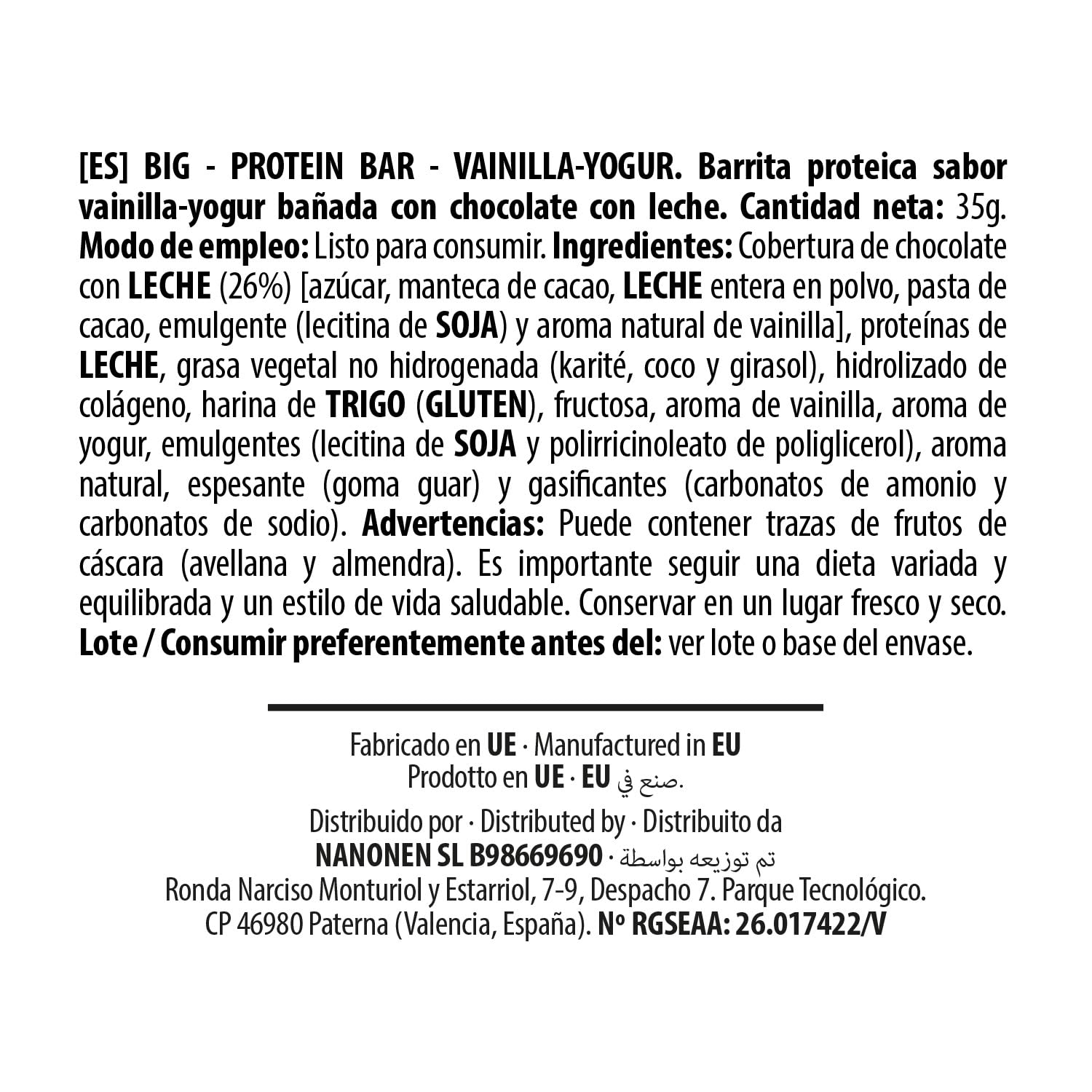 BIG - Barritas Proteina - Barrita Proteina ONE PIECE - Snack Delicioso Alto en Proteínas - 30 gr por Barrita - Protein Bar con Sabores Exclusivos - Caja 24 uds, Vainilla-Yogurt