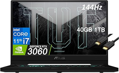 ASUS TUF Dash 15 15.6" 144Hz FHD (Intel i7-11370H, 40GB DDR4 RAM, 1TB PlCe SSD, Geforce RTX 3060 6GB) Bisel delgado IPS Gaming Laptop, Thunderbolt