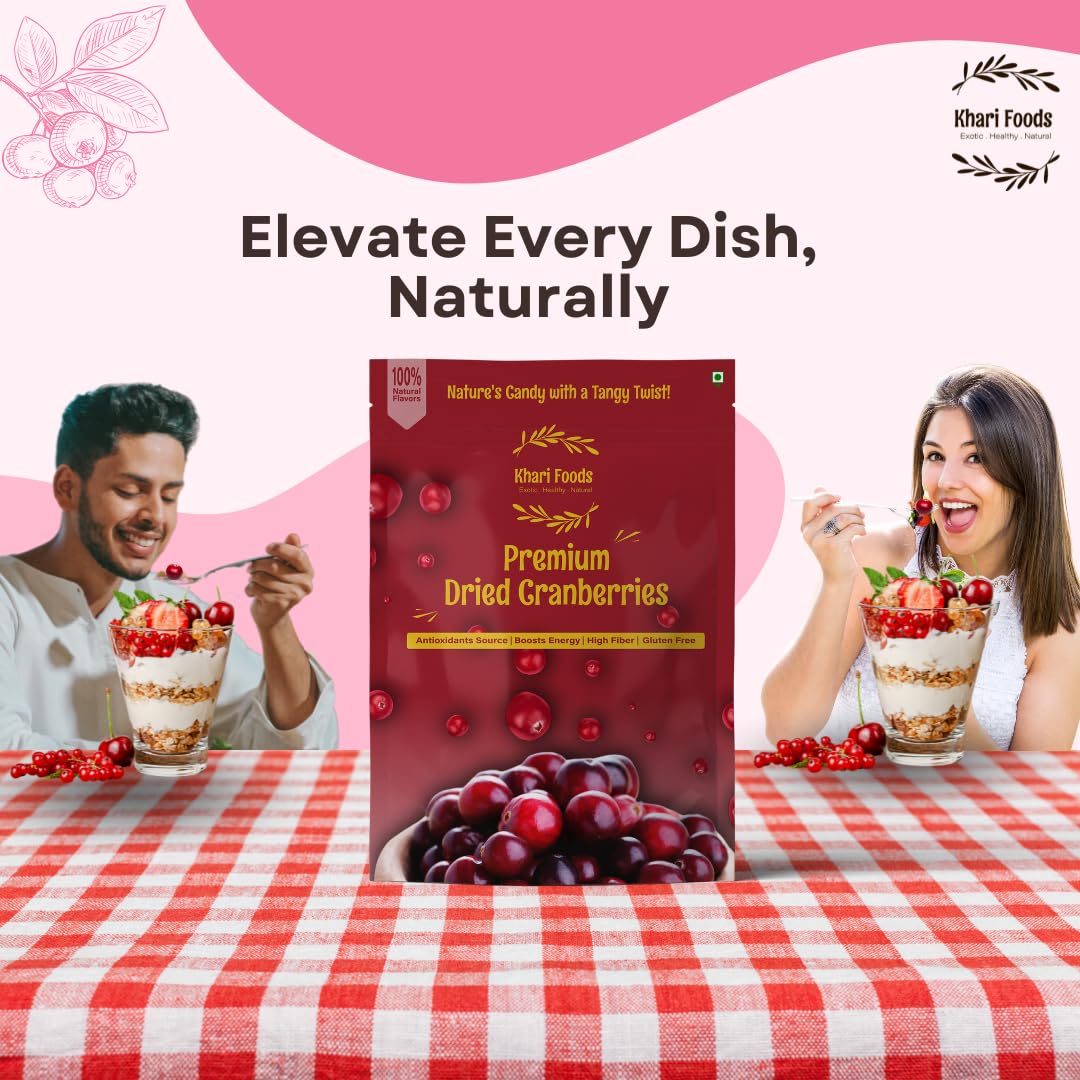 Khari Foods Dried Cranberries, Dry Fruit Berries, Rich in Antioxidants, Energy Booster, No Preservatives (250g) 4