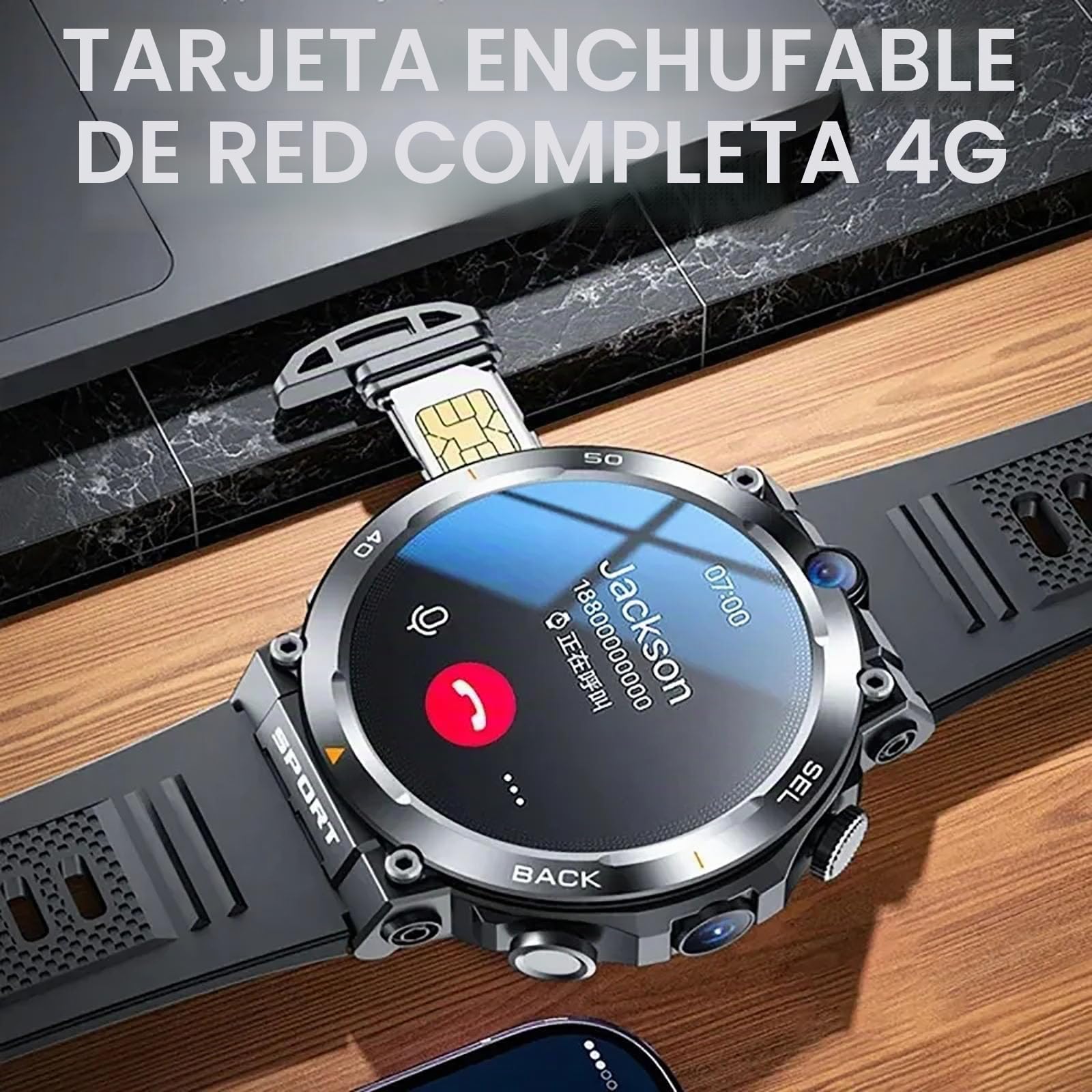 Reloj Inteligente Para Responder/Hacer Llamadas, Reloj Inteligente Con Tarjeta SIM 4G, Con Pantalla Redonda De 1,39", Cámaras Duales Frontales/Laterales, IP67 a Prueba De Agua, Posicionamiento NFC