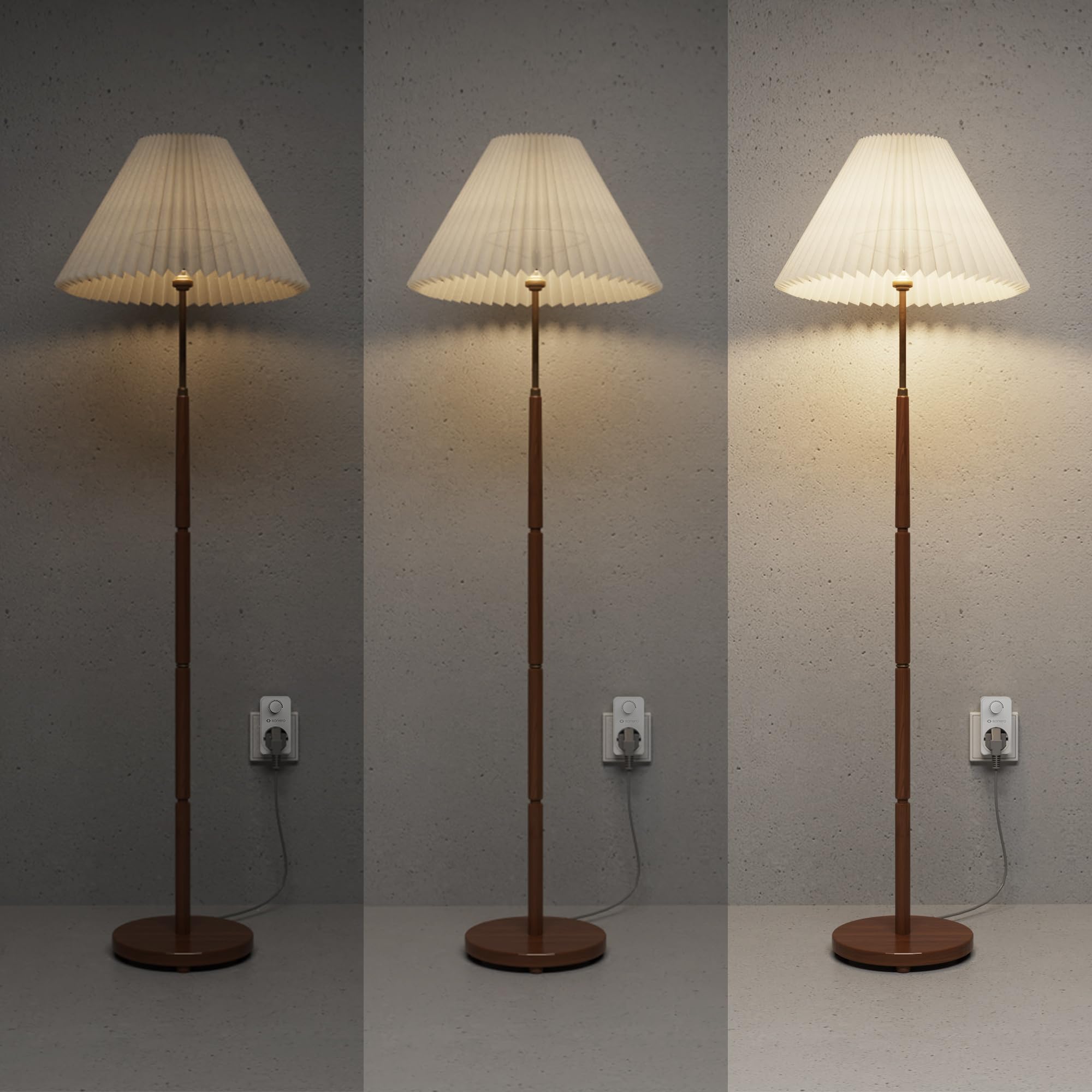 sonero Ściemniacz gniazdka, adapter z regulatorem jasności, tylko do ściemnianych lamp LED, lamp halogenowych, żarowych, biały