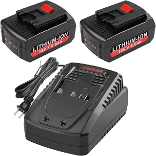 6.0Ah 18V Lithium Replacement for Bosch Battery and BAT609 Battery Charger Kit Compatible with BAT609 BAT609G BAT610G BAT611 BAT612 BAT618 BAT618G BAT619 BAT619G BAT622 BAT620