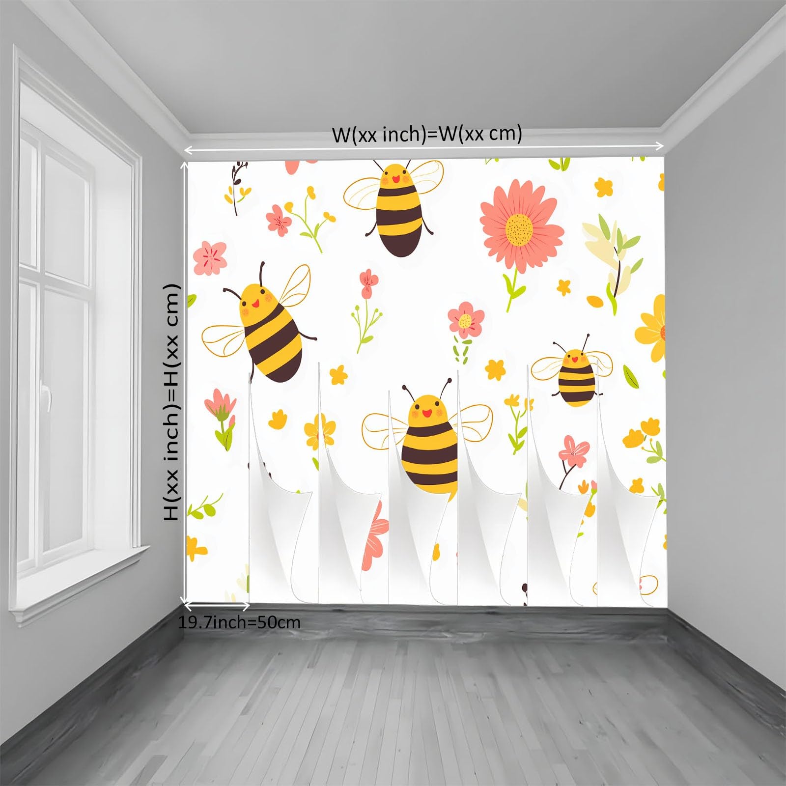 Panoramiczna tapeta 3D 350 x 256 cm urocza ręcznie rysowana pszczoła tapeta z włókniny, duży plakat ścienny do salonu, dekoracji pokoju dziecięcego, łatwy w montażu, beżowy